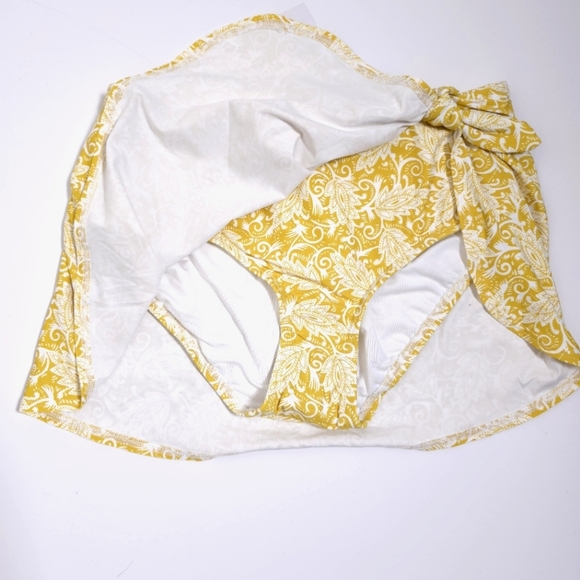 LOFT Yellow paisley beach side tie sarong swim bottoms NWT size Xs - Picture 1 of 10